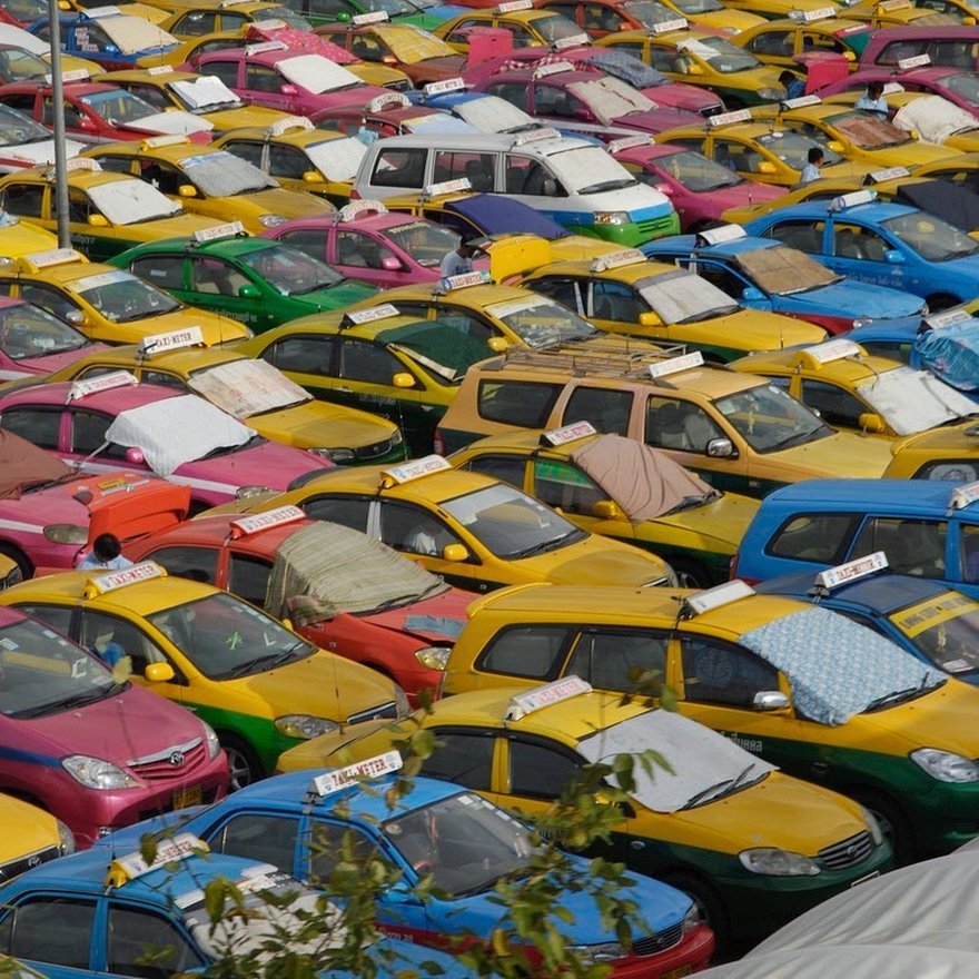 Multi colored taxis