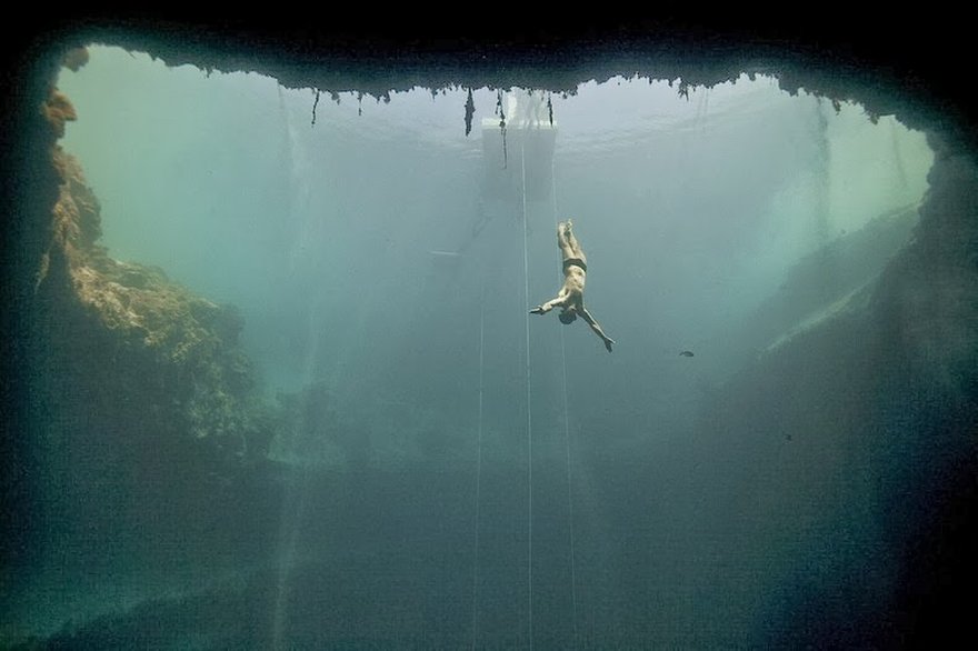 Dean's Blue Hole - underwater view