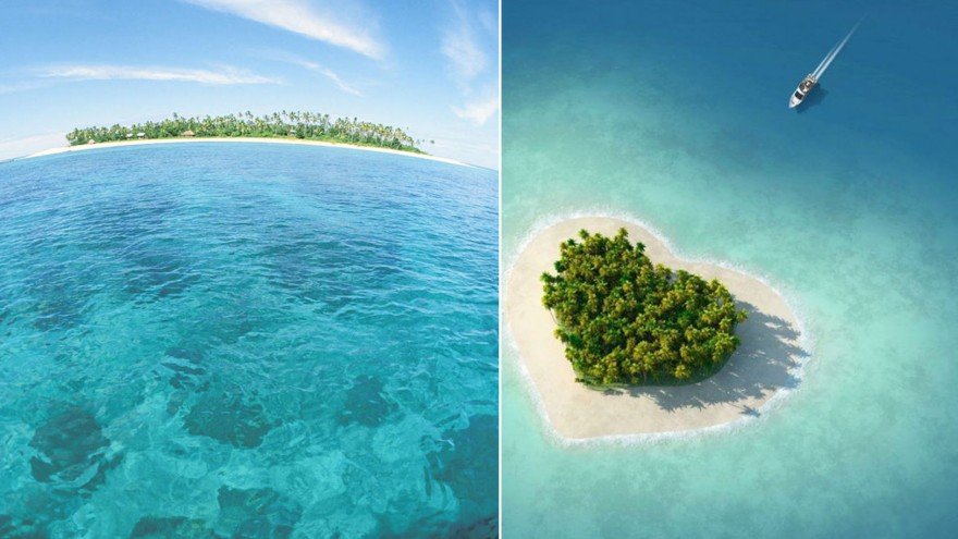The heart-shaped island